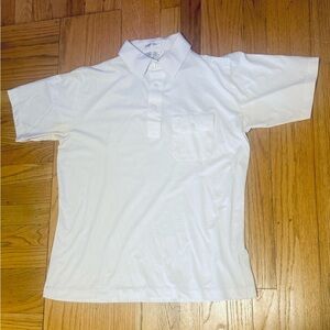 Vintage 80s Christian Dior Essential White Pocket Polo W/ Embroidered Logo Large